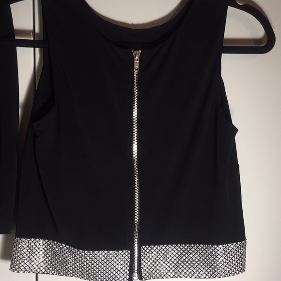 NWT Sheri Bodell black with rhinestone coord matching skirt & top set small - Picture 6 of 8